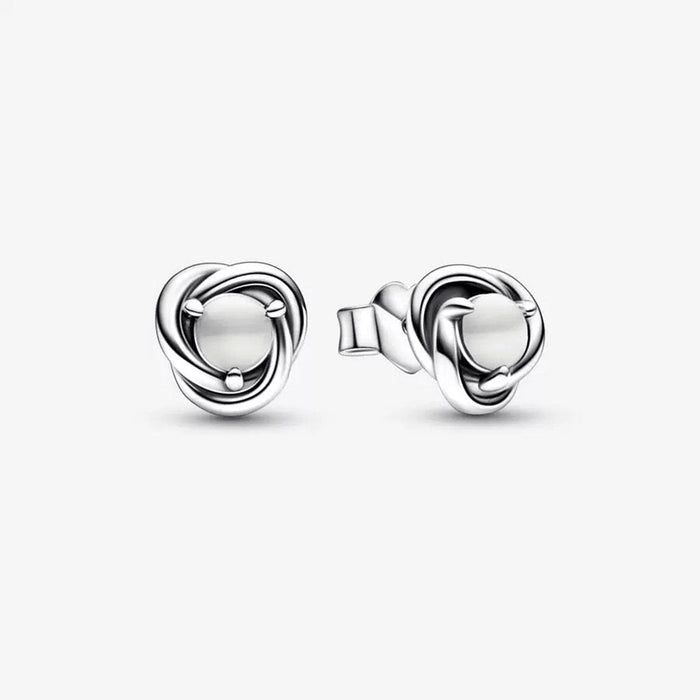 "PANDORA : June White Eternity Circle Stud Earrings -"