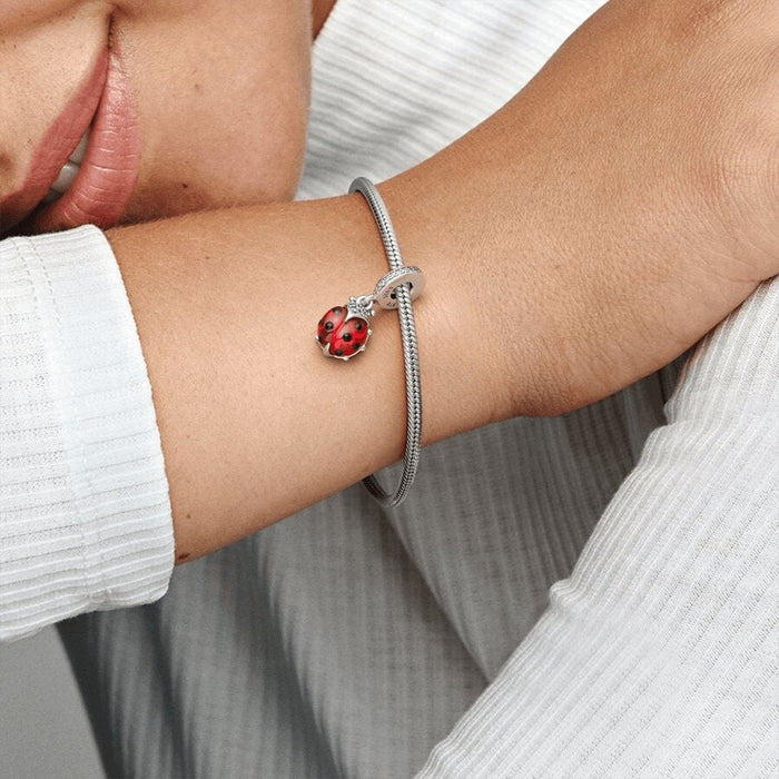 "PANDORA : Red Ladybird Dangle Charm -"