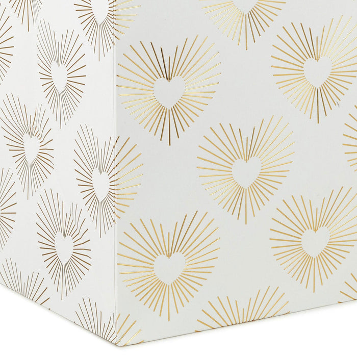"Hallmark : 15\" Gold Hearts on White Extra-Deep Gift Bag -"