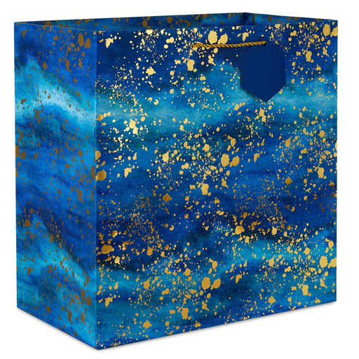 "Hallmark : 15\" Gold Splatter on Navy Blue Extra-Deep Gift Bag -"
