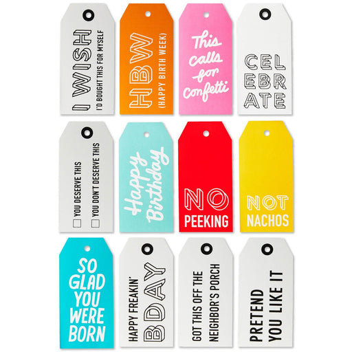 "Hallmark : Assorted Funny 12-Pack Gift Tags -"