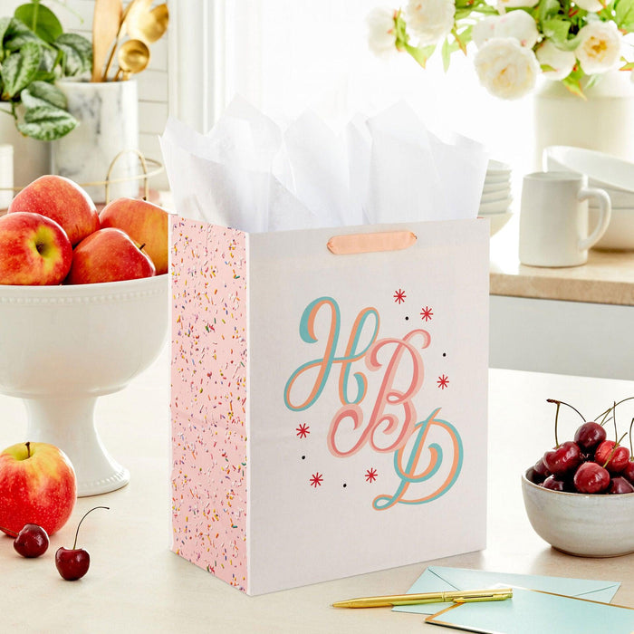 "Hallmark : 13\" Pastel HBD Large Gift Bag -"