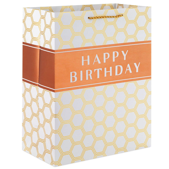 "Hallmark : 13\" Happy Birthday Hexagons Large Gift Bag -"