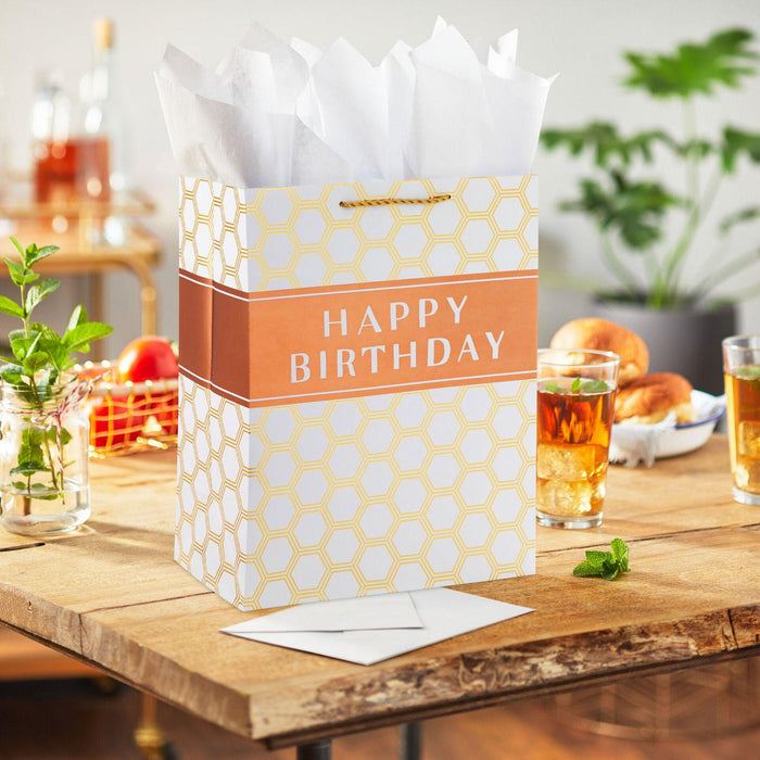 "Hallmark : 13\" Happy Birthday Hexagons Large Gift Bag -"