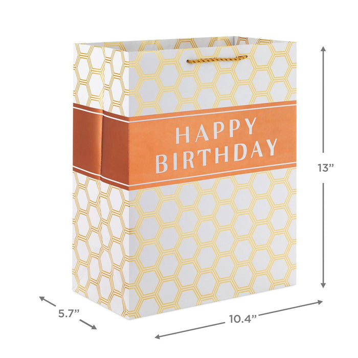 "Hallmark : 13\" Happy Birthday Hexagons Large Gift Bag -"