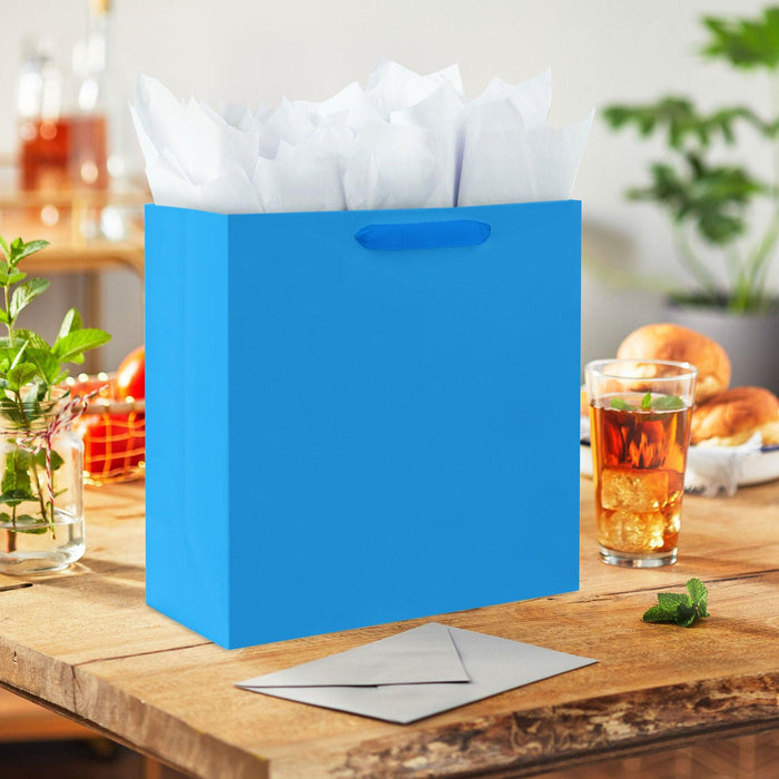 "Hallmark : 10.4\" Royal Blue Large Square Gift Bag -"