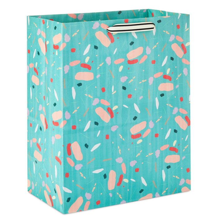 "Hallmark : 13\" Colorful Terrazzo on Mint Large Gift Bag -"