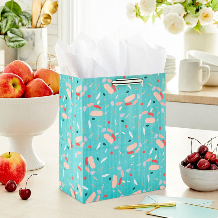 "Hallmark : 13\" Colorful Terrazzo on Mint Large Gift Bag -"