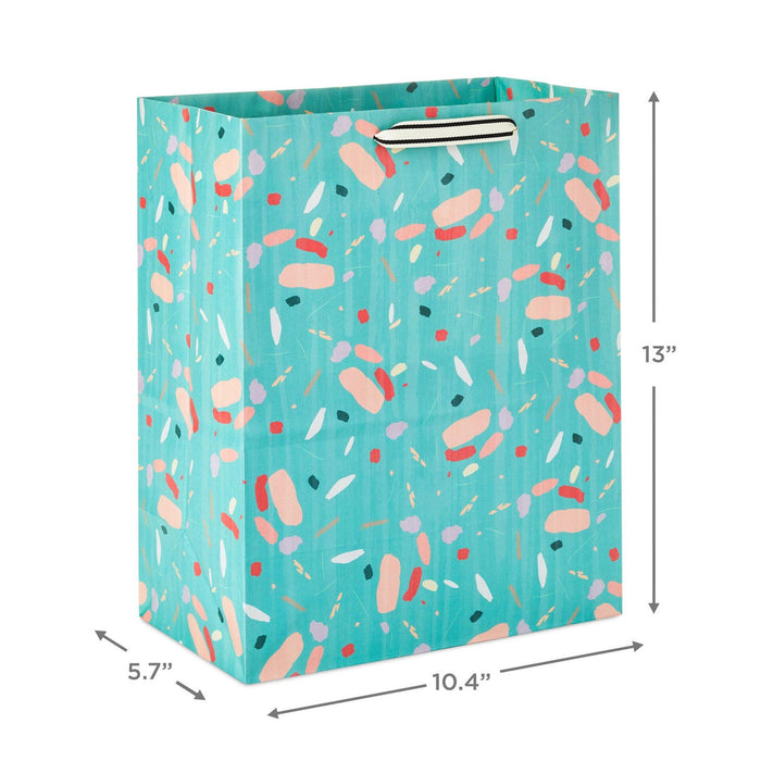 "Hallmark : 13\" Colorful Terrazzo on Mint Large Gift Bag -"