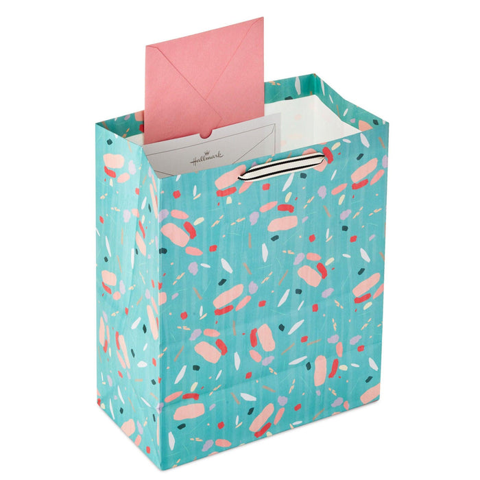"Hallmark : 13\" Colorful Terrazzo on Mint Large Gift Bag -"