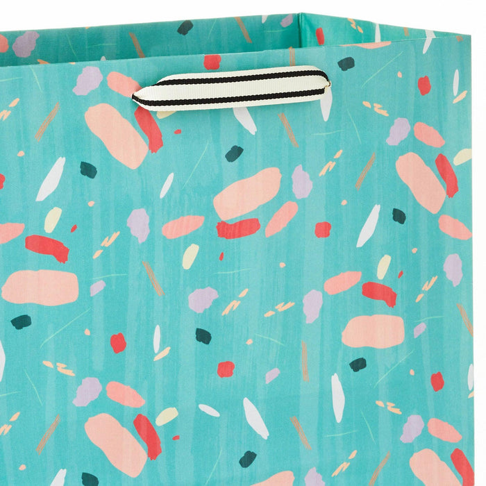 "Hallmark : 13\" Colorful Terrazzo on Mint Large Gift Bag -"