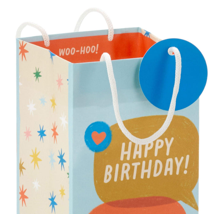 "Hallmark : 13\" Happy Birthday Word Bubbles Wine Gift Bag -"