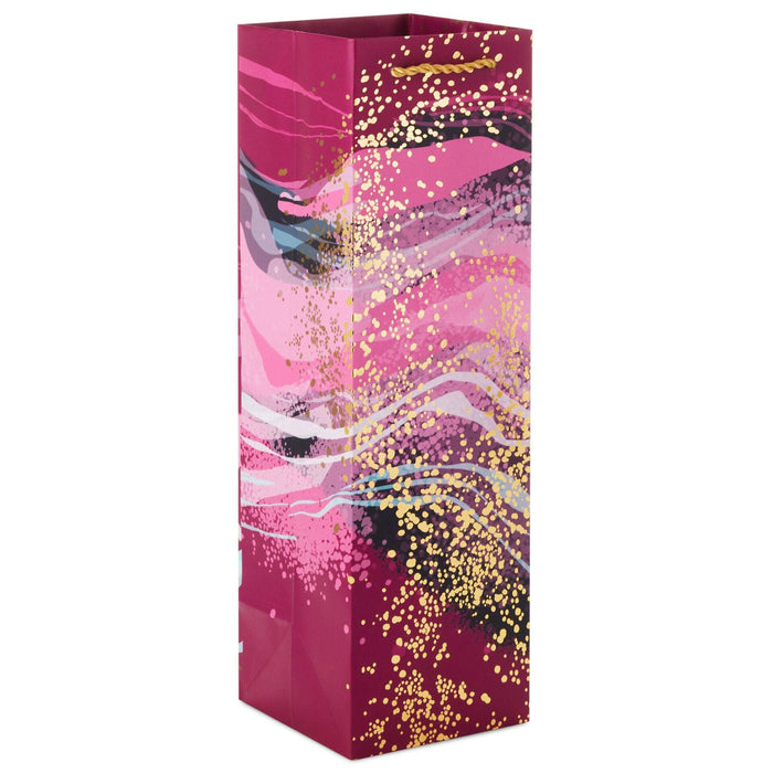 "Hallmark : 13\" Marbled Purple Wine Gift Bag -"