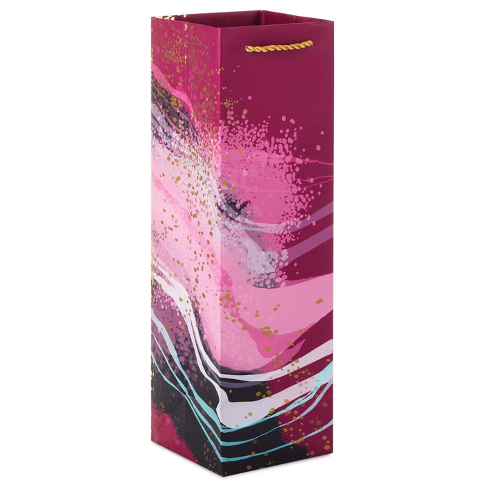 "Hallmark : 13\" Marbled Purple Wine Gift Bag -"