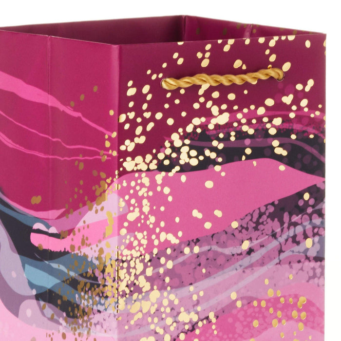 "Hallmark : 13\" Marbled Purple Wine Gift Bag -"
