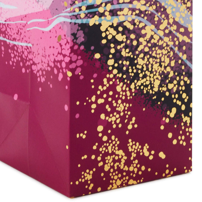 "Hallmark : 13\" Marbled Purple Wine Gift Bag -"