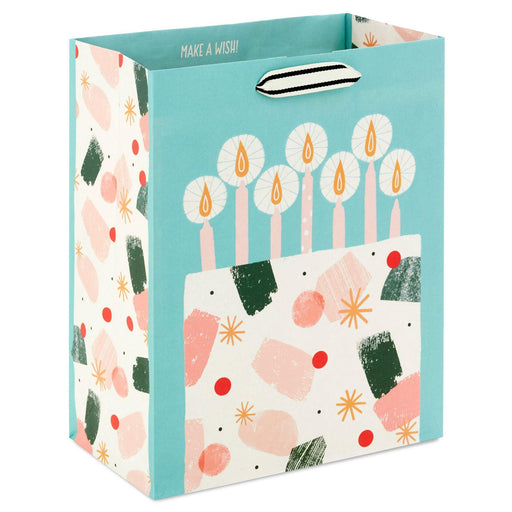"Hallmark : 9.6\" Modern Birthday Cake on Mint Green Medium Gift Bag -"