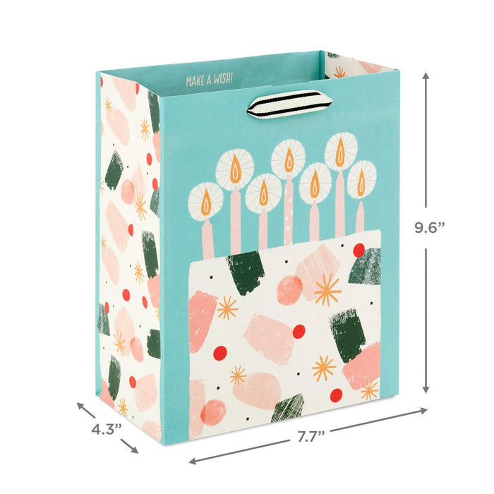 "Hallmark : 9.6\" Modern Birthday Cake on Mint Green Medium Gift Bag -"