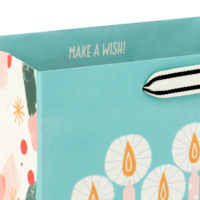 "Hallmark : 9.6\" Modern Birthday Cake on Mint Green Medium Gift Bag -"