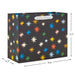 "Hallmark : 7.7\" Colorful Stars on Black Medium Horizontal Gift Bag -"
