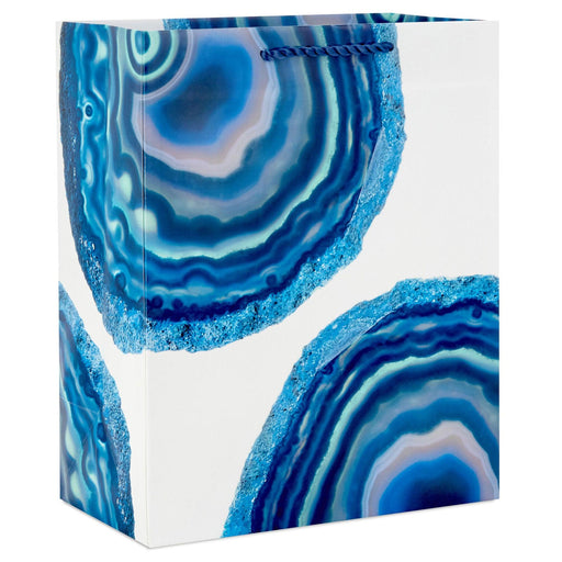 "Hallmark : 9.6\" Blue Geodes on White Medium Gift Bag -"