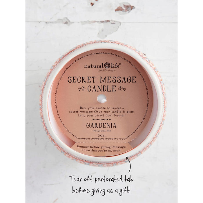 "Natural Life : Artisan Secret Message Soy Candle - I Love Mom -"