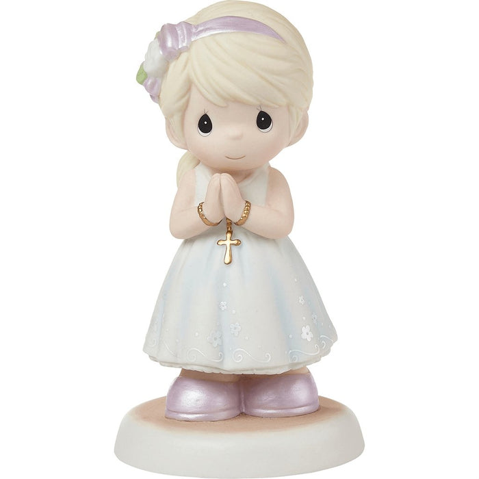 "Precious Moments : Blessings On Your First Communion Blonde Hair/Light Skin Girl Figurine -"