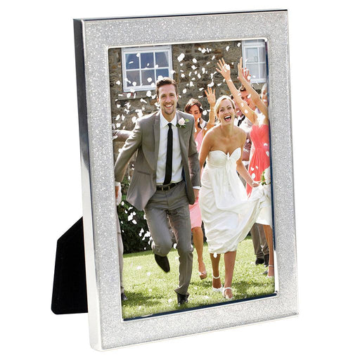 "Malden : 5X7 Alexis- Silver Glitter Metal Frame -"