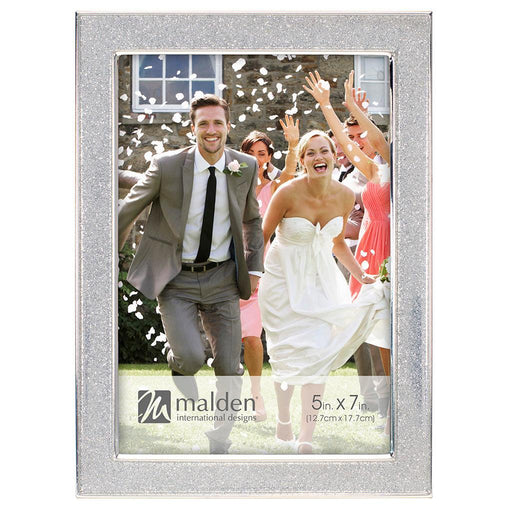 "Malden : 5X7 Alexis- Silver Glitter Metal Frame -"