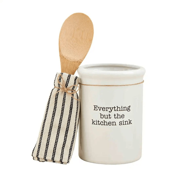 "Mud Pie : Utensil Holder And Towel Set -"