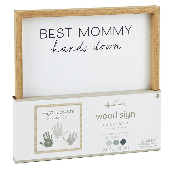 "Hallmark : Best Mommy Hands Down Wood Sign Handprint Kit -"