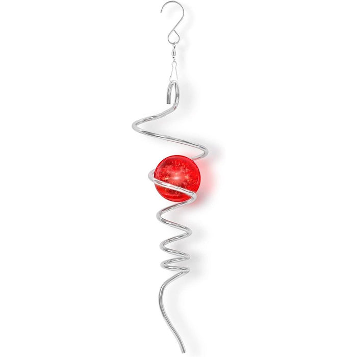 "Spinfinity : Spiral Tail-Silver/Red - Tail spinner Wind Spinner- Spinfinity Designs - Outdoor Decor- Decor"