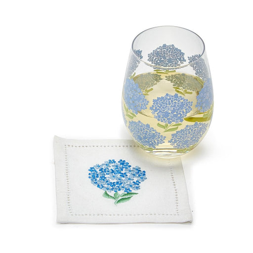 "Two's Company : Hydrangea Stemless Wine Glass -"