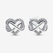 "PANDORA : Sparkling Infinity Heart Stud Earrings -"