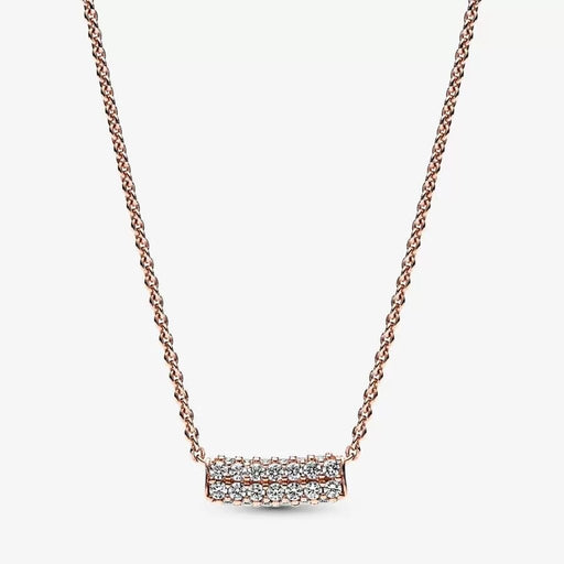 "PANDORA : Pandora Timeless Pavé Double-row Bar Collier Necklace -"