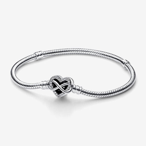 "PANDORA : Pandora Moments Sparkling Infinity Heart Clasp Snake Chain Bracelet -"