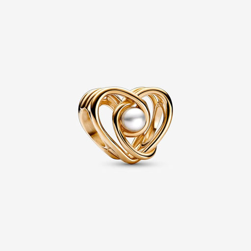 "PANDORA : Openwork Swirling Heart & Treated Freshwater Cultured Pearl Charm - PANDORA : Openwork Swirling Heart & Treated Freshwater Cultured Pearl Charm -"