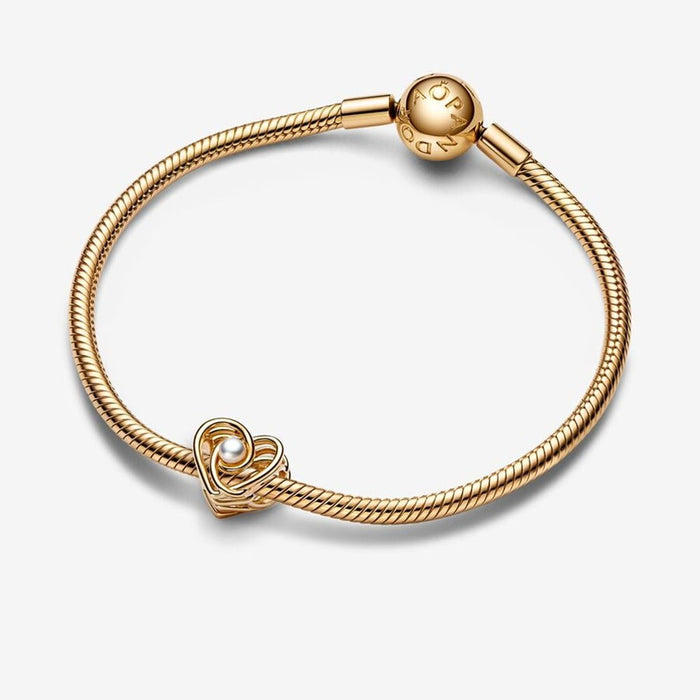 "PANDORA : Openwork Swirling Heart & Treated Freshwater Cultured Pearl Charm - PANDORA : Openwork Swirling Heart & Treated Freshwater Cultured Pearl Charm -"