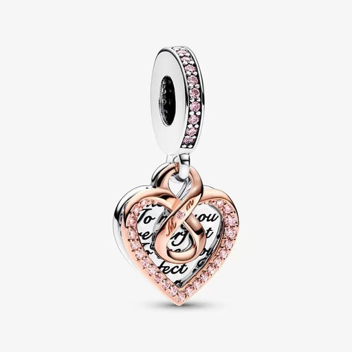 "PANDORA : Two-tone Infinity Heart Double Dangle Charm -"