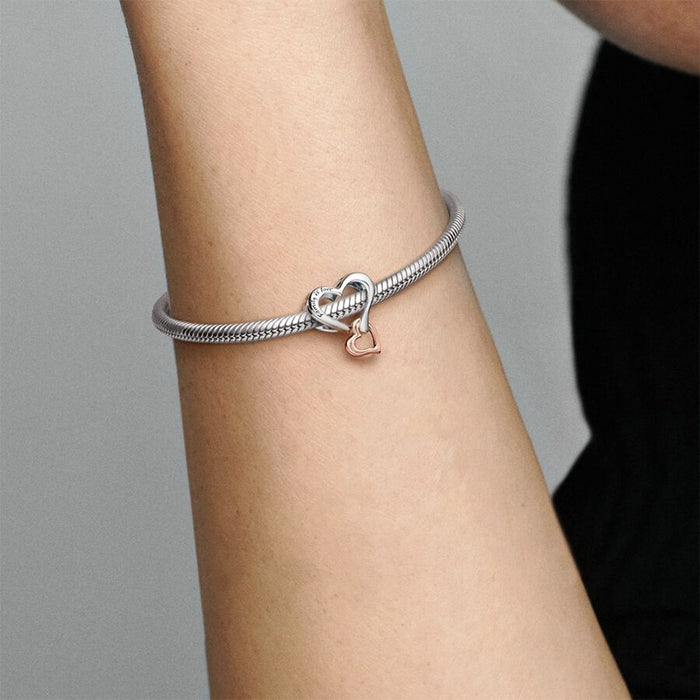 "PANDORA : Two-tone Openwork Infinity Heart Charm -"