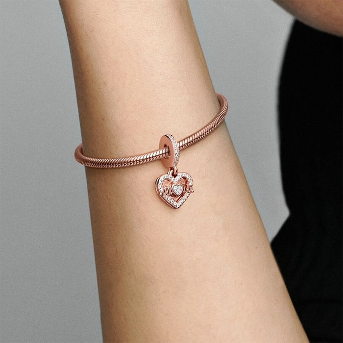 "PANDORA : Heart & Mum Dangle Charm -"