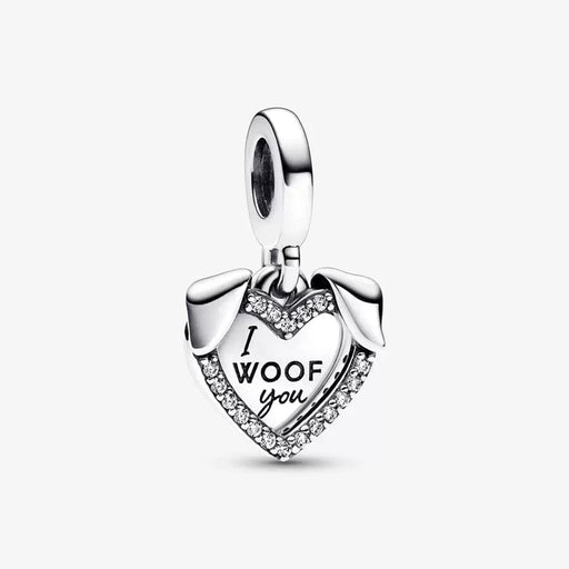 "PANDORA : Heart & Dog Double Dangle Charm -"