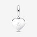 "PANDORA : Pearlescent White Heart Double Dangle Charm -"