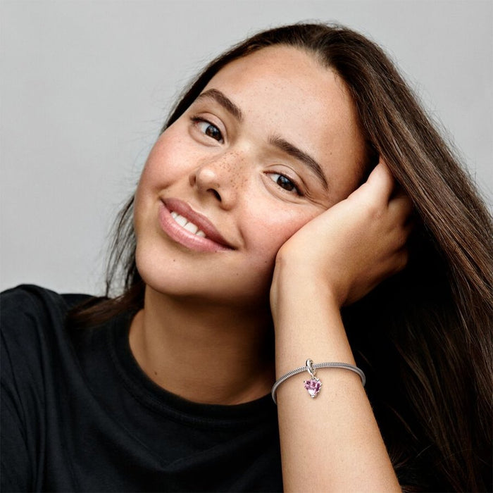 PANDORA : Pink Family Tree & Heart Dangle Charm - Annies Hallmark