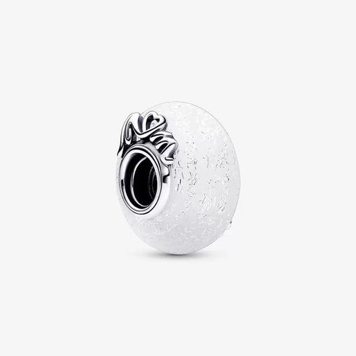 "PANDORA : Glittery White Murano Glass Mom & Love Charm -"