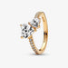"PANDORA : Double Heart Sparkling Ring in Gold Plated -"