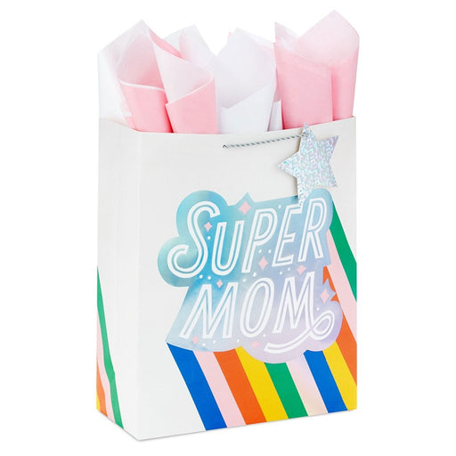 "Hallmark : 15.5\" Super Mom Extra-Large Gift Bag With Tissue Paper - Hallmark : 15.5\" Super Mom Extra-Large Gift Bag With Tissue Paper"