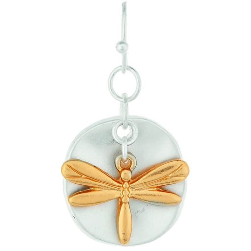 "Rain : Two Tone Layered Dragonfly Earrings - Rain : Two Tone Layered Dragonfly Earrings"
