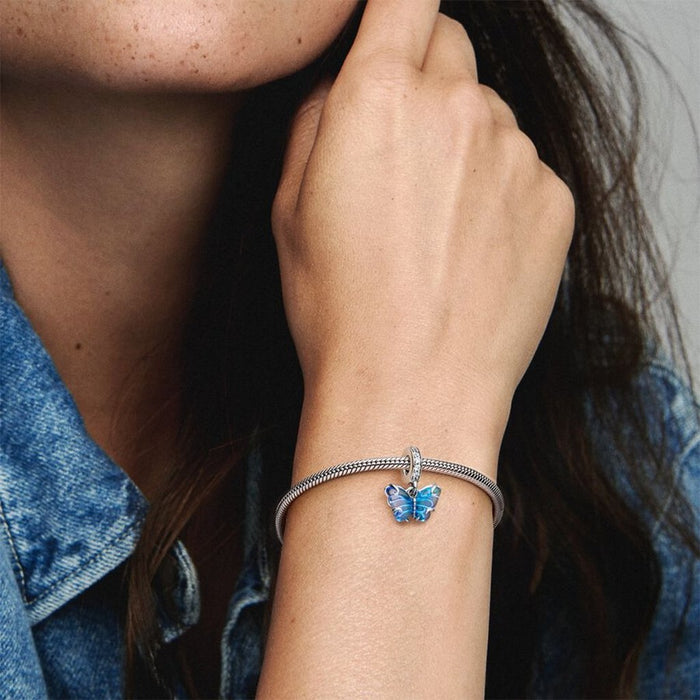 "PANDORA : Blue Murano Glass Butterfly Dangle Charm - PANDORA : Blue Murano Glass Butterfly Dangle Charm"