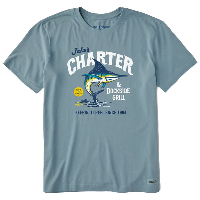 "Life Is Good : Men's Jake's Charter and Dockside Grill Crusher-LITE Tee - Life Is Good : Men's Jake's Charter and Dockside Grill Crusher-LITE Tee"